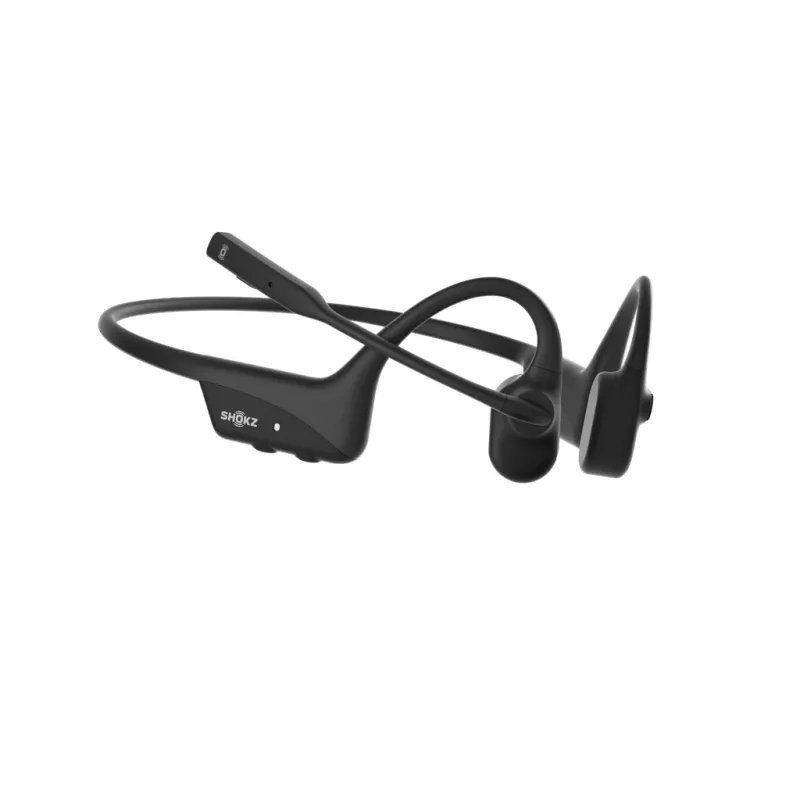 Auscultadores Bluetooth sem fios com condução óssea SHOKZ OpenComm2 UC 2025 Upgrade para videoconferências, porta de carregamento USB-C e adaptador USB-C | 16 h de tempo de conversação, 29 m de alcance, 1 h de carregamento | Inclui microfone boom com cancelamento de ruído e dongle, preto