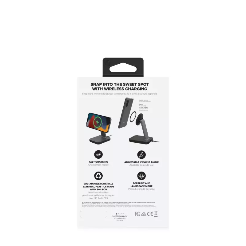mophie UNV WRLS-snap+ stand-preto-ROC-EU, interior, AC, carregamento sem fios, preto