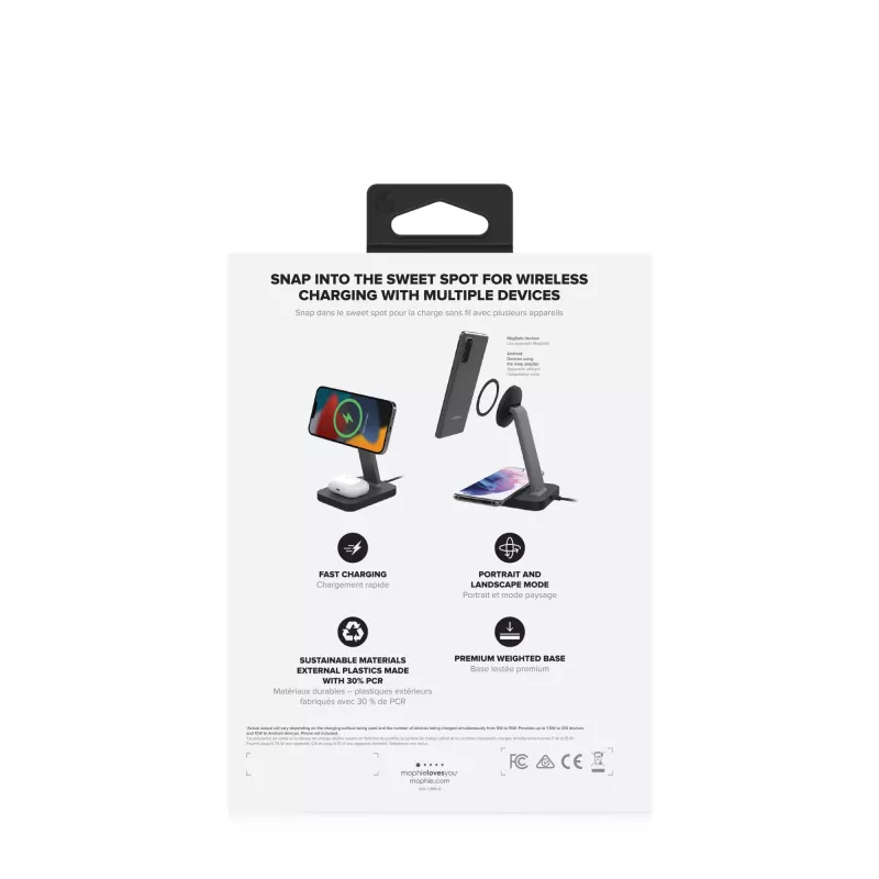 mophie UNV WRLS-snap+ stand & pad-preto-ROC-EU, interior, AC, carregamento sem fios, preto