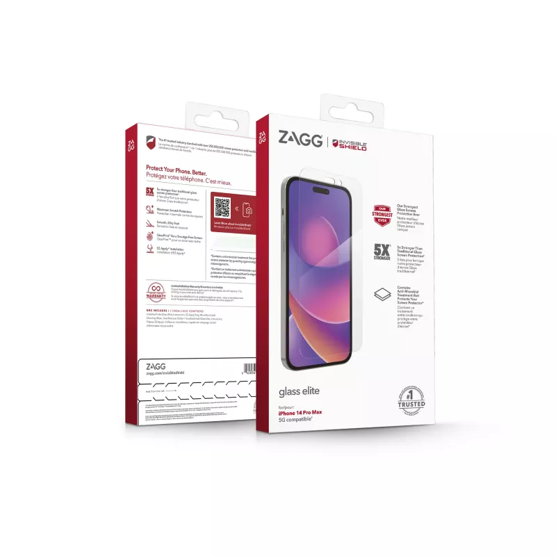 InvisibleShield Elite Glass proteção de ecrã para Apple iPhone 14 Pro Max, 6,69 polegadas, transparente