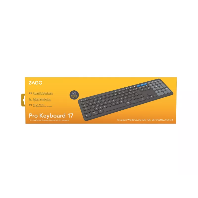 ZAGG Pro 17 teclado universal Bluetooth QWERTY nórdico preto