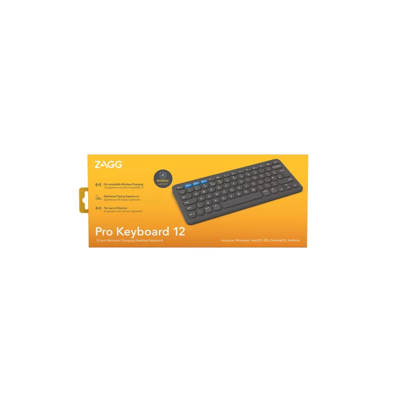 ZAGG Pro 12 teclado universal Bluetooth QWERTY nórdico preto