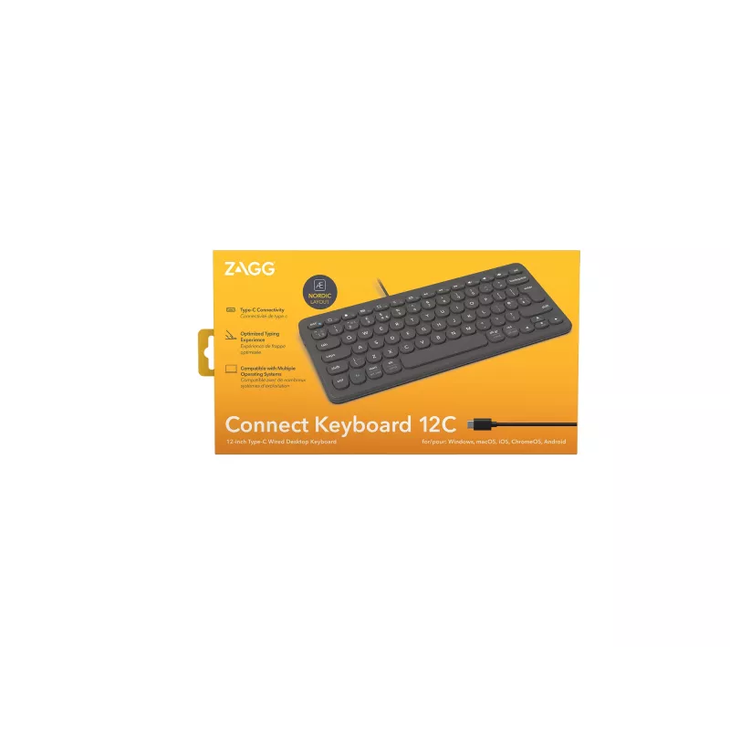 ZAGG Connect 12C teclado universal USB QWERTY nórdico preto