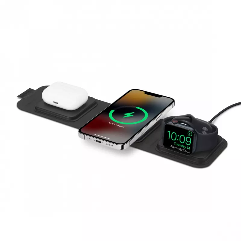mophie carregador de viagem 3-em-1 com MagSafe (2023), interior, USB, carregamento sem fios, preto