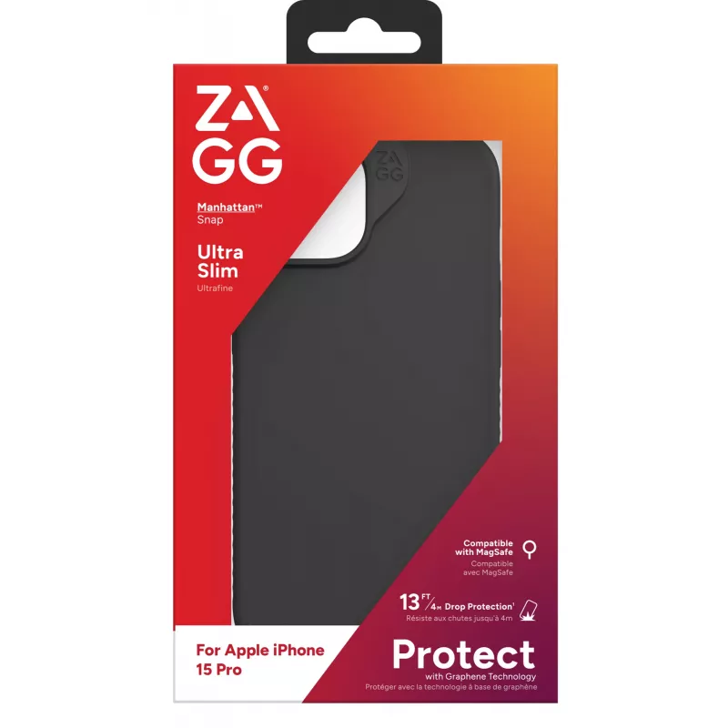 ZAGG Cases Manhattan Snap Apple iPhone 15 Pro preto EN/FR, capa, Apple, iPhone 15 Pro, 15,5 cm (6,1 polegadas), preto