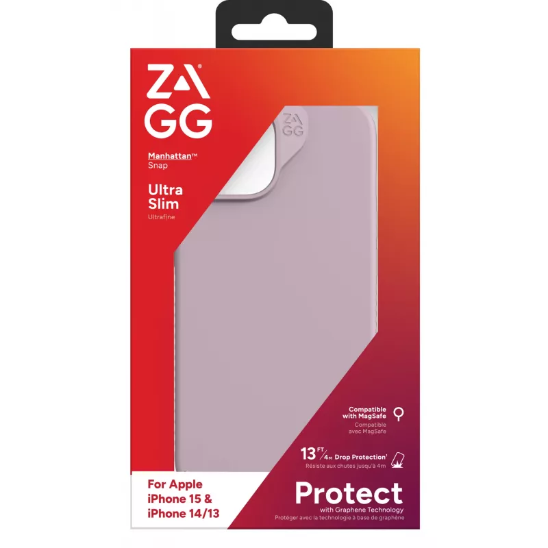 ZAGG Cases Manhattan Snap Apple iPhone 15/iPhone 14/13 lavanda EN/FR