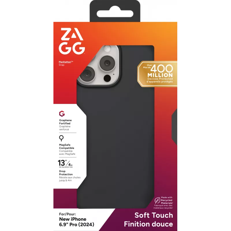 ZAGG Cases Manhattan Snap Apple iPhone 16 Pro Max preto, capa, Apple, iPhone 16 Pro Max, 17,5 cm (6,9