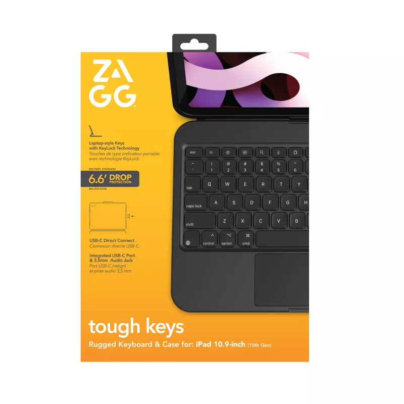 ZAGG Tough Keys-Apple-iPad 10th Gen/A16-preto-Nordic (B2B Brown Box)