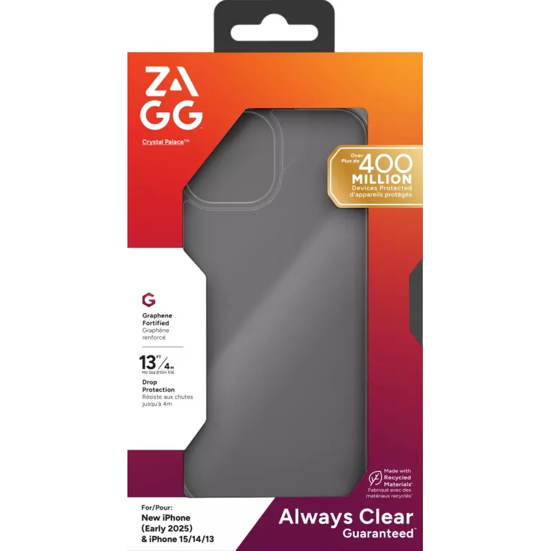 ZAGG Crystal Palace capa iPhone 17e/16/15/14/13 transparente, capa, Apple, iPhone 17e/16e/15/14/13, 15,5 cm (6,1