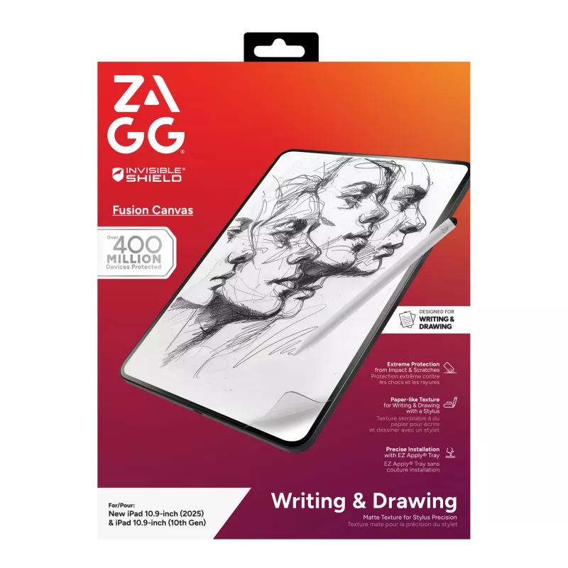InvisibleShield Fusion Canvas iPad 10,9 polegadas (2025)/Gen10, proteção de ecrã tipo papel, mate, polímero, 1 unid.