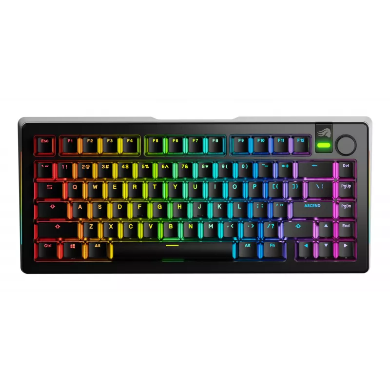 Glorious Gaming GMMK 3 PRO 75% Prebuilt sem fios preto - US, com fios e sem fios, USB + RF sem fios + Bluetooth, mecânico, QWERTY, RGB LED, preto