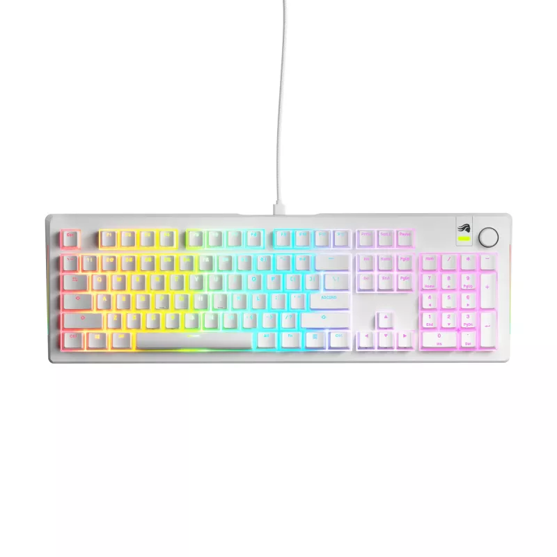 Glorious Gaming GMMK 3 100% Prebuilt com fios branco - US, com fios, USB, mecânico, QWERTY, RGB LED, branco