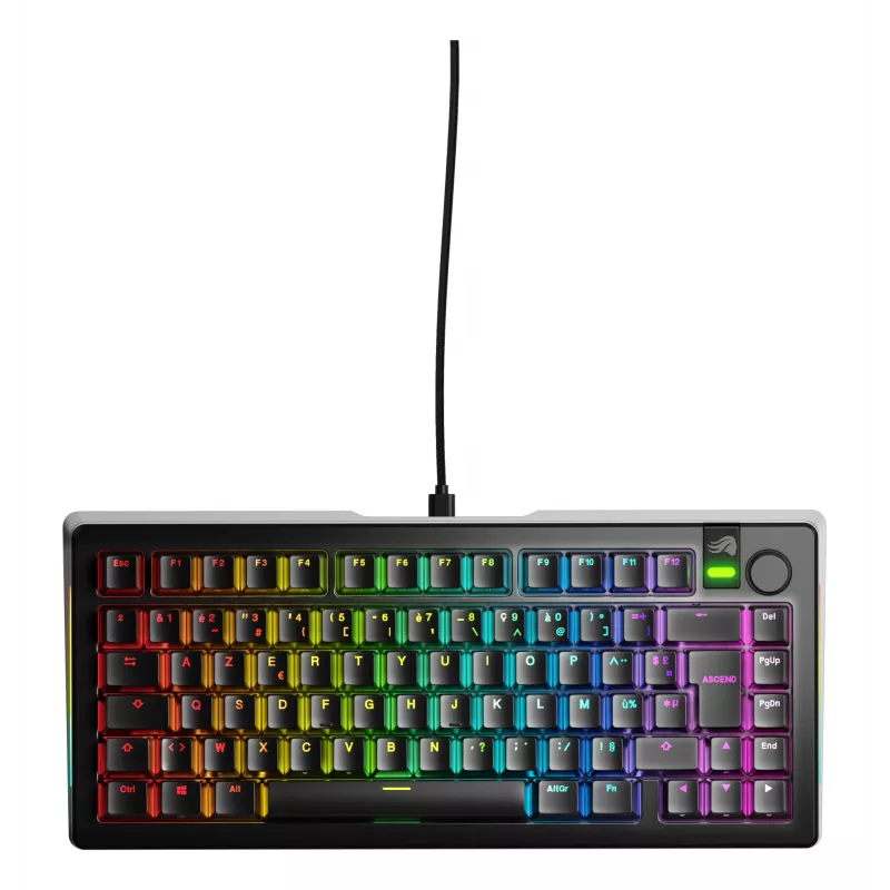 Glorious Gaming GMMK 3 PRO 75% Prebuilt com fios preto - FR, com fios, USB, mecânico, AZERTY, RGB LED, preto