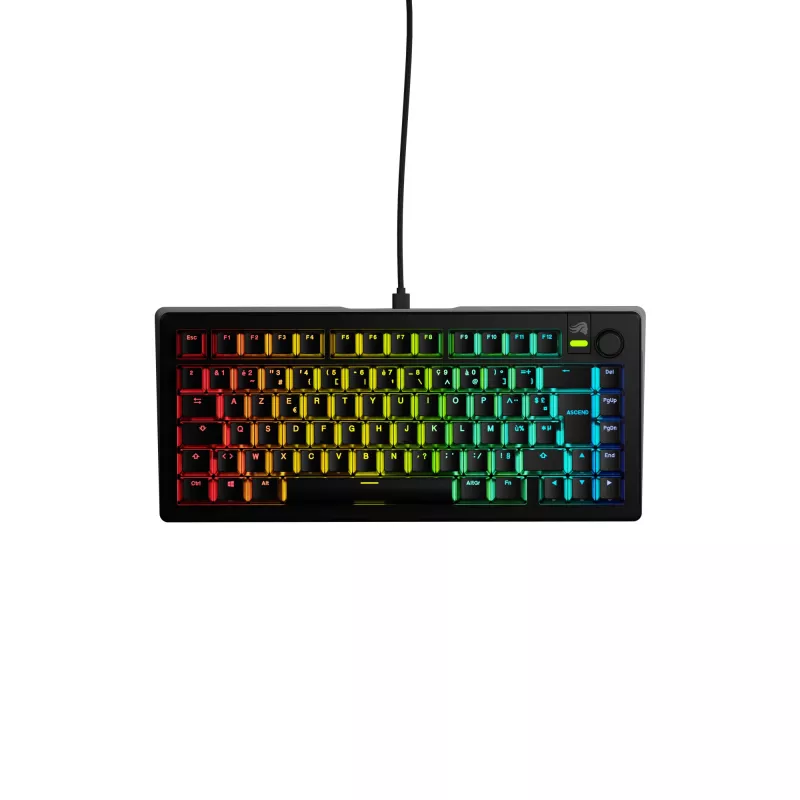 Glorious Gaming GMMK 3 75% Prebuilt com fios preto - FR, com fios, USB, mecânico, AZERTY, RGB LED, preto