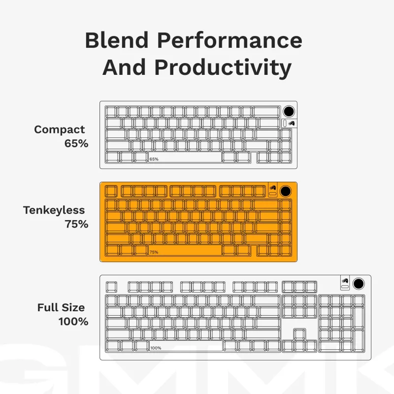 Glorious Gaming GMMK 3 75% Prebuilt com fios preto - FR, com fios, USB, mecânico, AZERTY, RGB LED, preto
