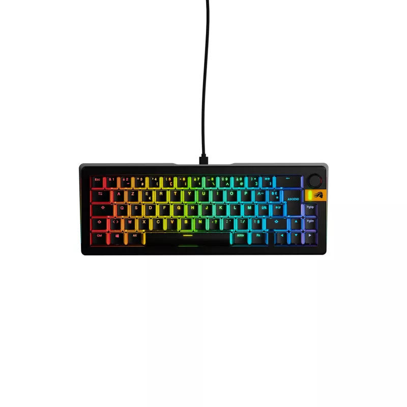 Glorious Gaming GMMK 3 HE 65% Prebuilt com fios preto - FR, com fios, USB, mecânico, AZERTY, RGB LED, preto