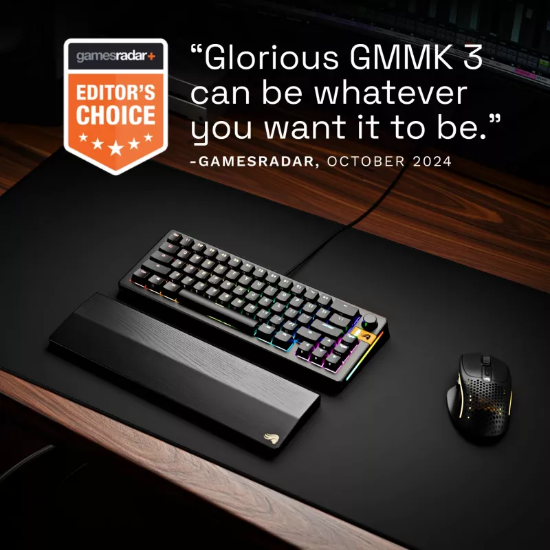 Glorious Gaming GMMK 3 HE 65% Prebuilt com fios preto - FR, com fios, USB, mecânico, AZERTY, RGB LED, preto