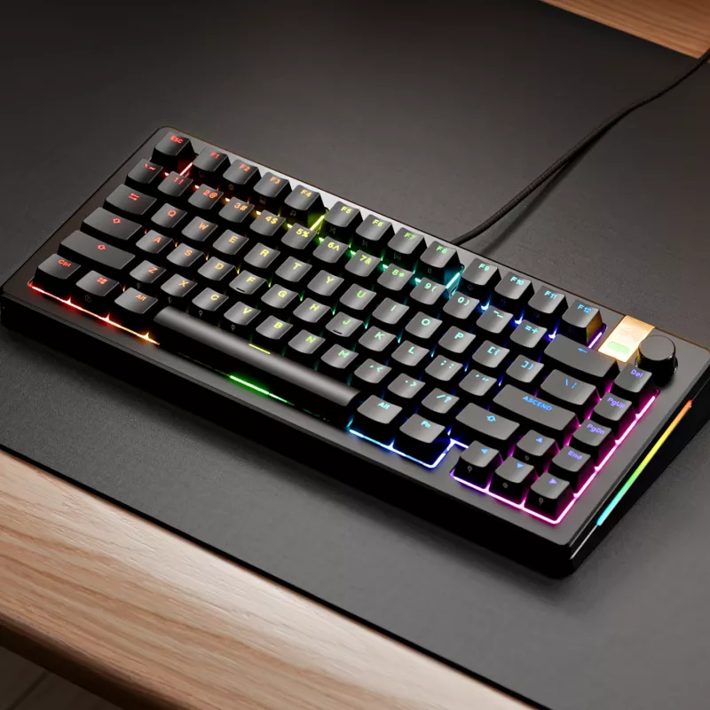 Glorious Gaming GMMK 3 HE 75% Prebuilt com fios preto - FR, com fios, USB, mecânico, AZERTY, RGB LED, preto