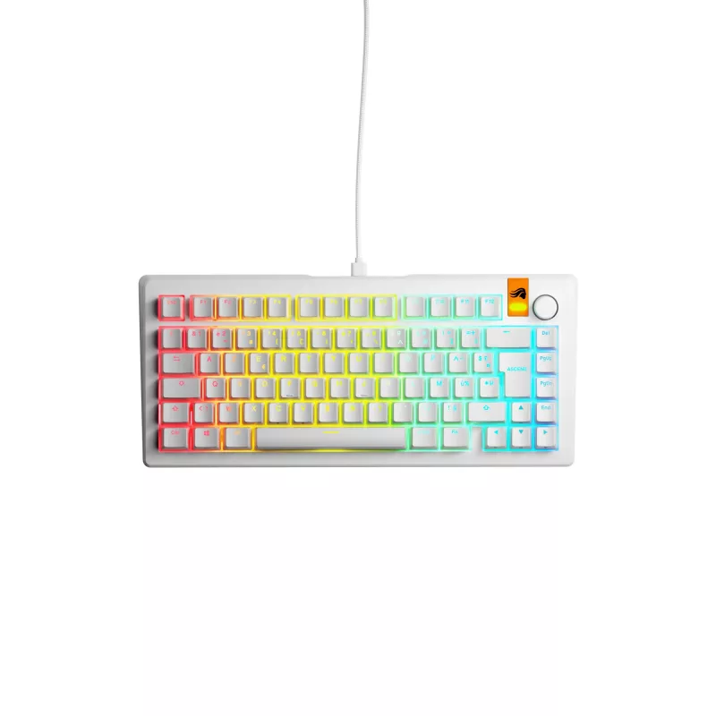 Glorious Gaming GMMK 3 HE 75% Prebuilt com fios branco - FR, com fios, USB, mecânico, AZERTY, RGB LED, branco