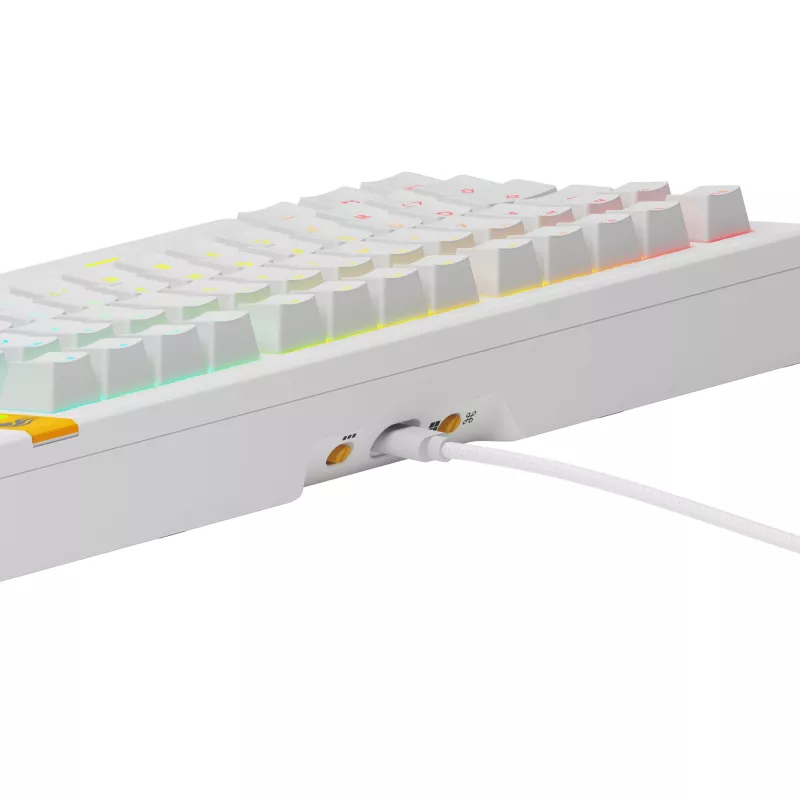 Glorious Gaming GMMK 3 HE 75% Prebuilt com fios branco - FR, com fios, USB, mecânico, AZERTY, RGB LED, branco