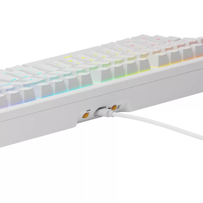 Glorious Gaming GMMK 3 HE 100% Prebuilt com fios branco - FR, com fios, USB, mecânico, AZERTY, RGB LED, branco