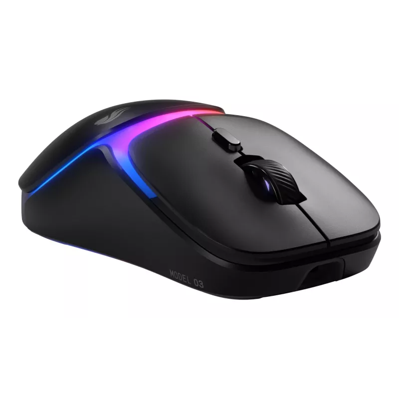 Glorious Gaming Model O3 rato gaming sem fios – sistema de baterias substituíveis InfinitePlay, polling de 8k, interruptores óticos com 130 milhões de cliques, ultraleve com 66 g, sensor ótico 30K-DPI, RGB – preto