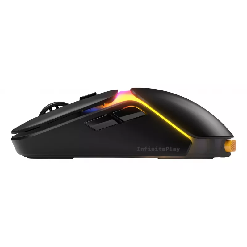 Glorious Gaming Model O3 rato gaming sem fios – sistema de baterias substituíveis InfinitePlay, polling de 8k, interruptores óticos com 130 milhões de cliques, ultraleve com 66 g, sensor ótico 30K-DPI, RGB – preto