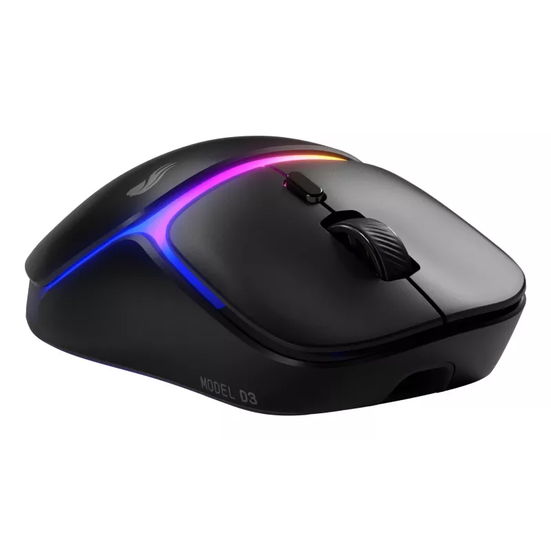 Glorious Gaming Model D3 rato gaming sem fios – sistema de baterias substituíveis InfinitePlay, polling de 8k, interruptores óticos com 130M cliques, ultraleve 69g, sensor ótico 30K-DPI, RGB – preto