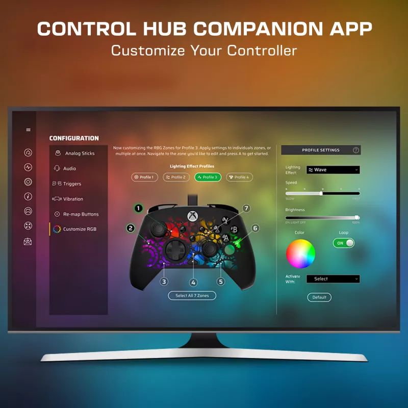 Comando Turtle Beach Afterglow Ignite com fios RGB controlador iluminação RGB personalizável botões reprogramáveis