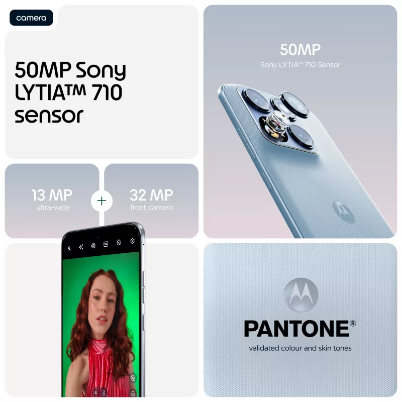 Smartphone Motorola edge 70 fusion — 6,78 polegadas (17,2 cm) OLED, Snapdragon 7s Gen 3, 12 GB RAM, 256 GB, Dual SIM, 7000 mAh, azul-claro