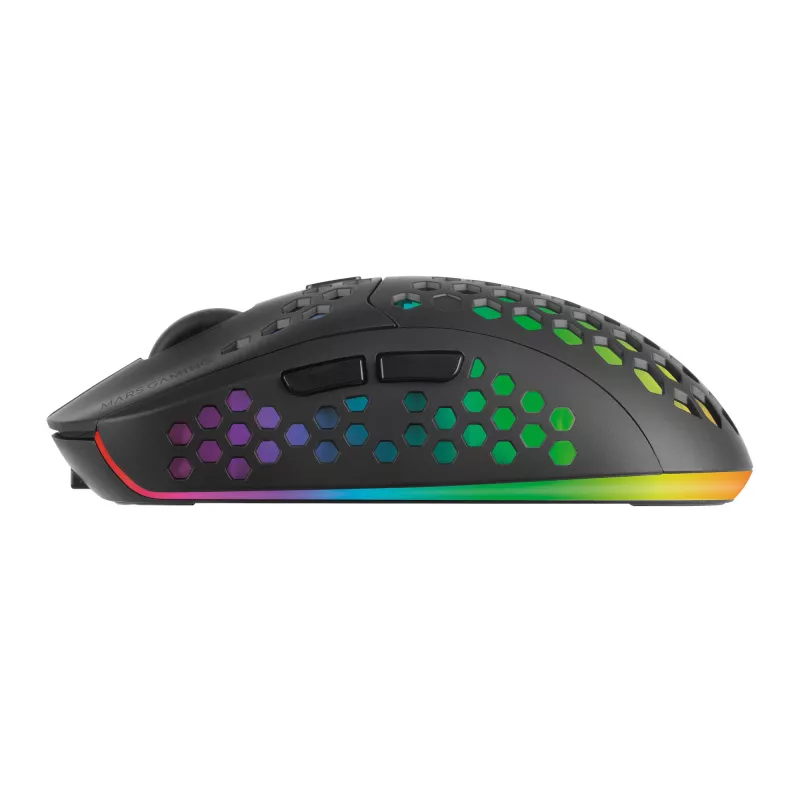 Mars Gaming MMW3, Rato gaming sem fios, RGB Flow, ultraleve 79g, 3200DPI, preto