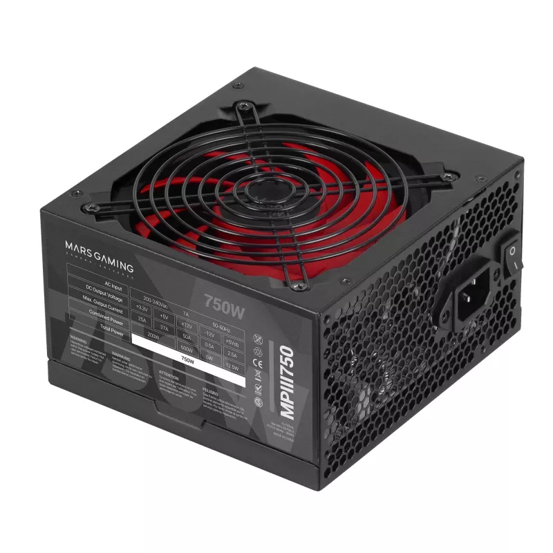 Mars Gaming MPIII750 Fonte de alimentação para PC 750W ATX 85 % de eficiência 5 anos de garantia