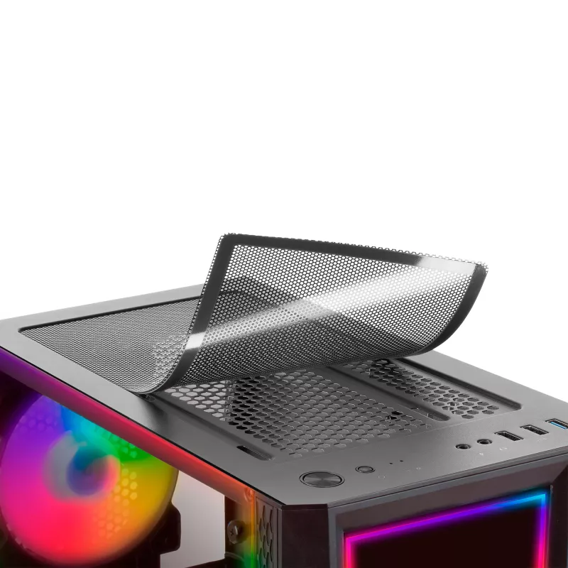 Mars Gaming MC-ART Caixa ATX para PC gaming preta vidro temperado duplamente pintado ARGB 12 modos ventoinha de 12cm