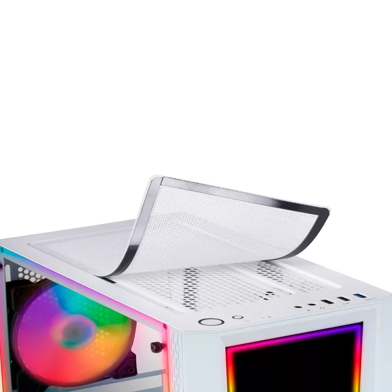 Mars Gaming MC-ART Caixa ATX para PC gaming branca vidro temperado duplamente pintado ARGB 12 modos ventoinha de 120 mm