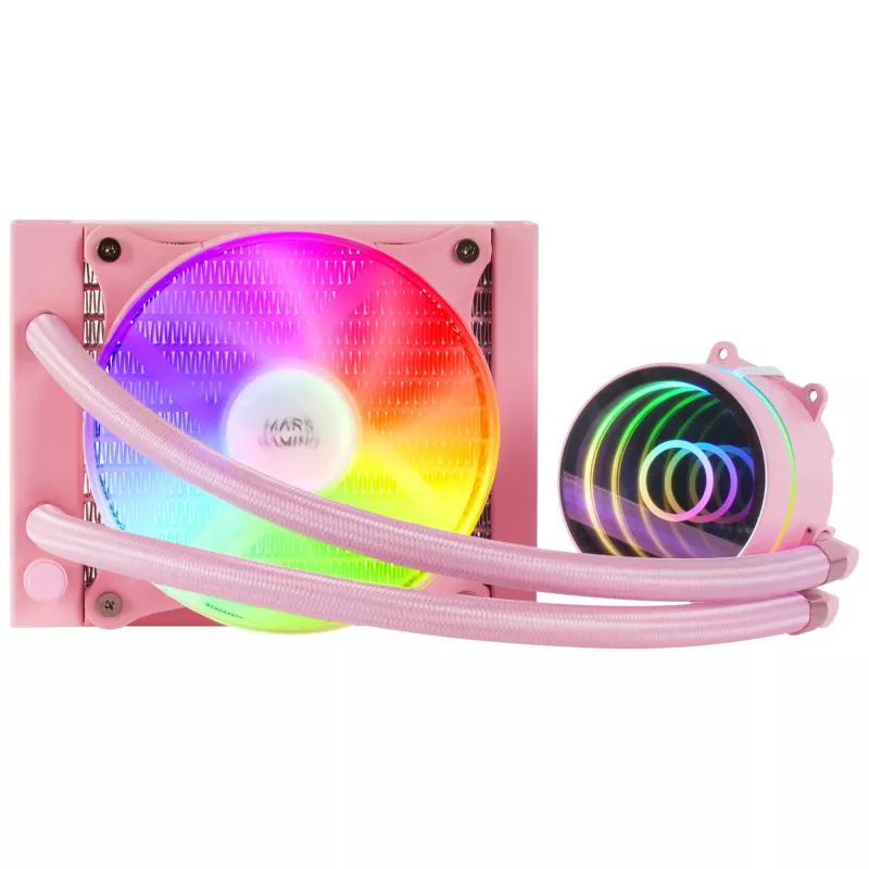 Mars Gaming ML-ONE120 Refrigeração líquida para CPU rosa TDP 200W espelho Infinity FRGB ventoinha silenciosa universal multisocket