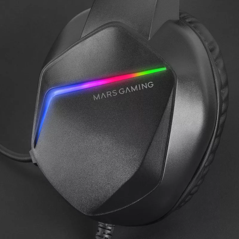Mars Gaming MH122 Headset gaming over ear preto, FRGB com microfone, som HiFi, cancelamento de ruído, ultraleve, PS4 PS5 Xbox Switch Tablet Windows Mac