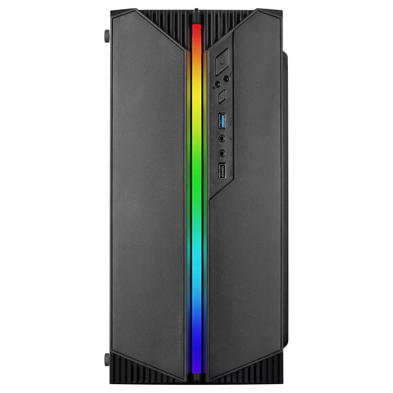 Mars Gaming MC-S1 Caixa compacta Micro-ATX para PC gaming preta iluminação ARGB 12 modos ventoinha FRGB janela lateral completa