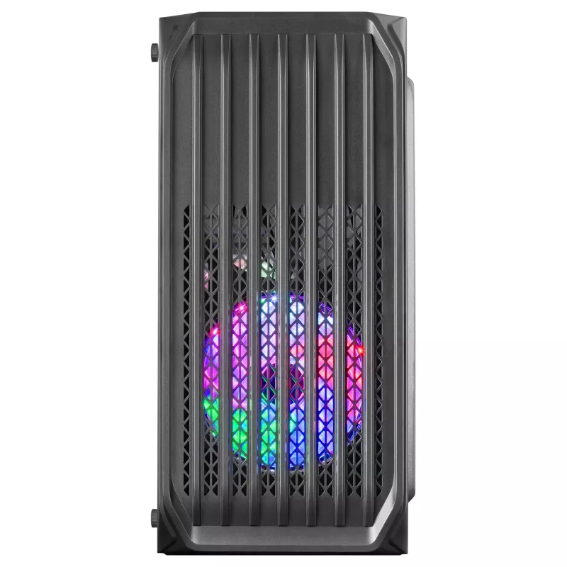 Mars Gaming MC-S2 Caixa de PC Gaming Micro-ATX Compacta Preta 2 Ventoinhas FRGB Arco-íris com Grelha Frontal e Janela Lateral Contínua