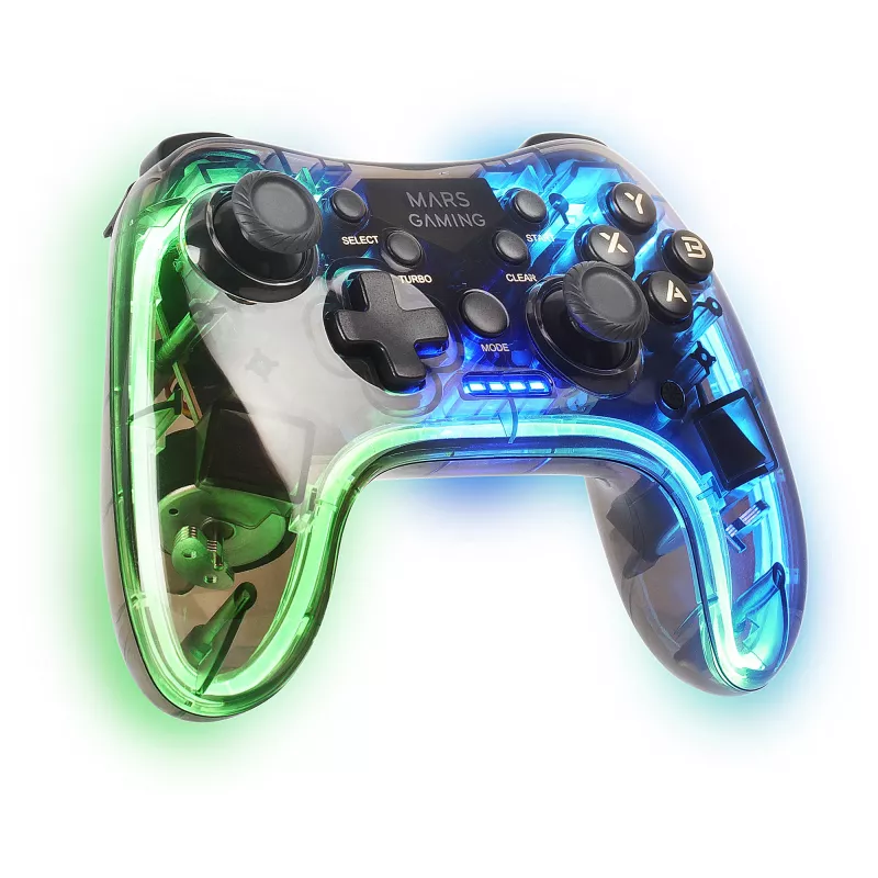Mars Gaming MGP-24 Comando Sem Fios 2.4GPRO Neon RGB Vibração Háptica Dupla Joysticks Analógicos Dispositivo de Controlo para PC PS3 PS4 XBOX360 Raspberry Pi Mac Android