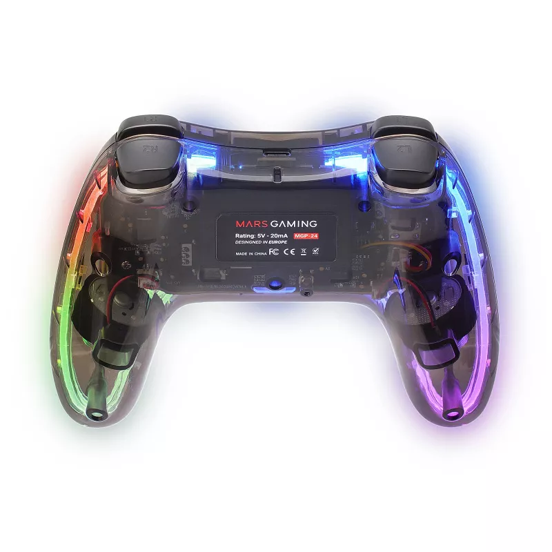 Mars Gaming MGP-24 Comando Sem Fios 2.4GPRO Neon RGB Vibração Háptica Dupla Joysticks Analógicos Dispositivo de Controlo para PC PS3 PS4 XBOX360 Raspberry Pi Mac Android
