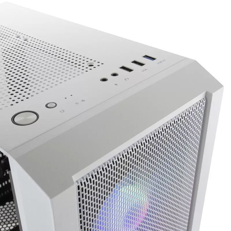 Mars Gaming MC-C Caixa de PC ATX Branca Painel Frontal em Malha Metálica Janela em Vidro Temperado 3 Ventoinhas FRGB Frontais de 120 mm