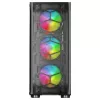 Mars Gaming MC-KX Torre Gaming E-ATX Premium Preta Sistema CPU FREEZER 5 Ventoinhas ARGB Ultrassilenciosas Controlador ARGB e Controlador RF Frente em Malha