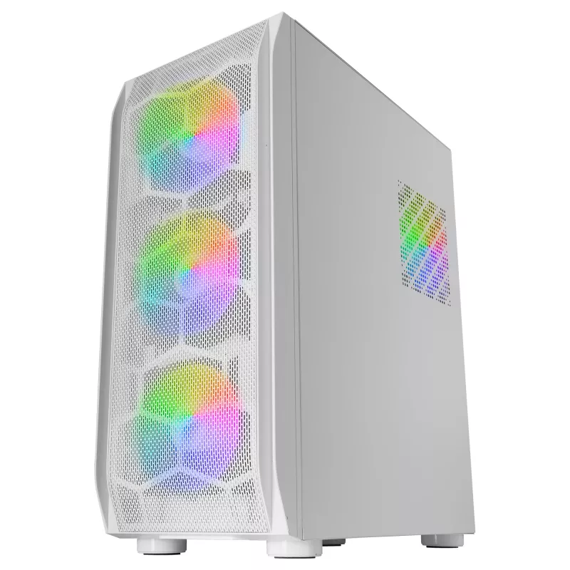 Mars Gaming MC-KX Torre Gaming E-ATX Premium Branca Sistema CPU FREEZER 5 Ventoinhas ARGB Ultrassilenciosas Controlador ARGB e Controlador RF Frente em Malha