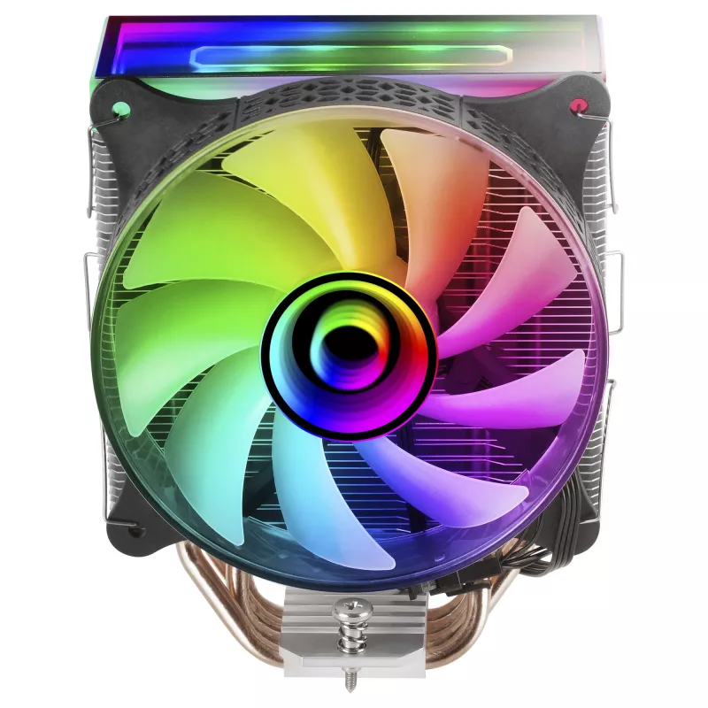 Mars Gaming MCPU-VR Dissipador de CPU Preto Espelho Infinito Duplo ARGB 4 Heatpipes HCT 180 W TDP Ventoinha PWM de 12 cm Ultrassilenciosa