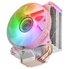 Mars Gaming MCPU-VR Dissipador de CPU Rosa Espelho Infinito Duplo ARGB 4 Heatpipes HCT 180W TDP Ventoinha PWM de 12cm Ultrassilenciosa