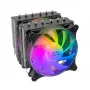 Mars Gaming MCPU-XT Dissipador de CPU Preto Refrigeração de Torre Dupla 6 Heatpipes HCT TDP 300W 2 Ventoinhas ARGB PWM de 12cm