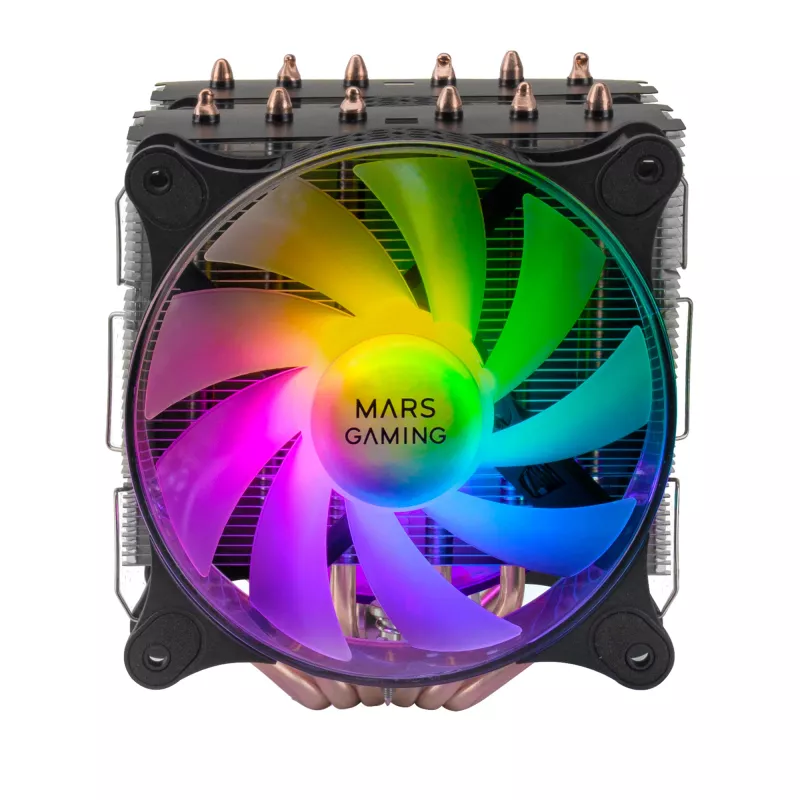 Mars Gaming MCPU-XT Dissipador de CPU Preto Refrigeração de Torre Dupla 6 Heatpipes HCT TDP 300W 2 Ventoinhas ARGB PWM de 12cm