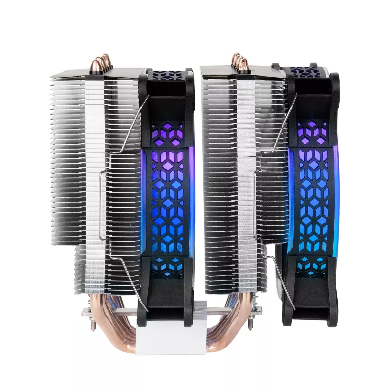 Mars Gaming MCPU-XT Dissipador de CPU Preto Refrigeração de Torre Dupla 6 Heatpipes HCT TDP 300W 2 Ventoinhas ARGB PWM de 12cm
