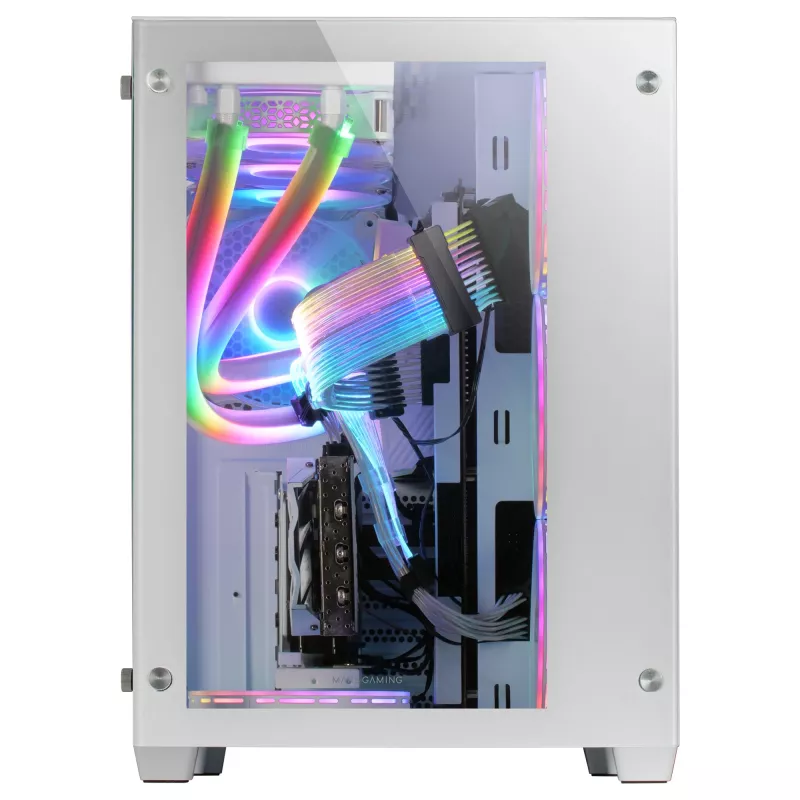 Mars Gaming MCV3 White Custom XXL E-ATX Torre Gaming com Janela de Vidro Temperado Frontal e Lateral, Estrutura Modular de Câmara Dupla