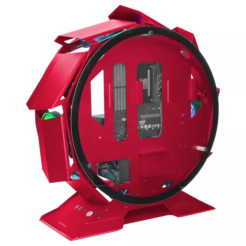 Mars Gaming MCORB Caixa de PC Gaming Micro-ATX XL Vermelha Design Redondo Personalizado Vidro Temperado Duplo